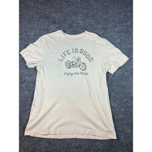 Life is Good Mens M Ivory Short Sleeve Classic Fit 'Enjoy the Ride' T-Shirt